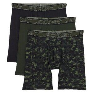 3-PACK Men Large Jockey Active Microfiber Stretch Boxer Briefs CAMO Green Black